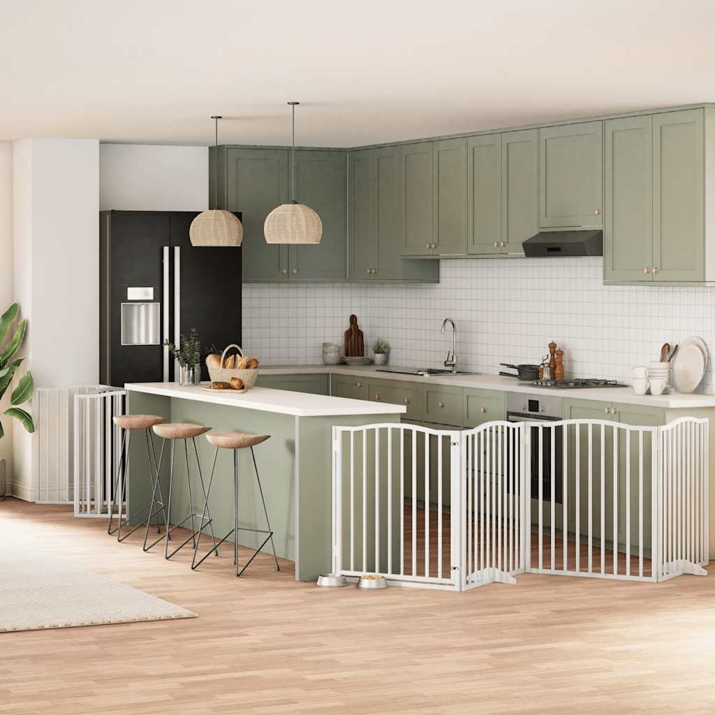 vidaXL 9-tlg. Hundetor mit Tür Faltbar 450 cm Pappelholz