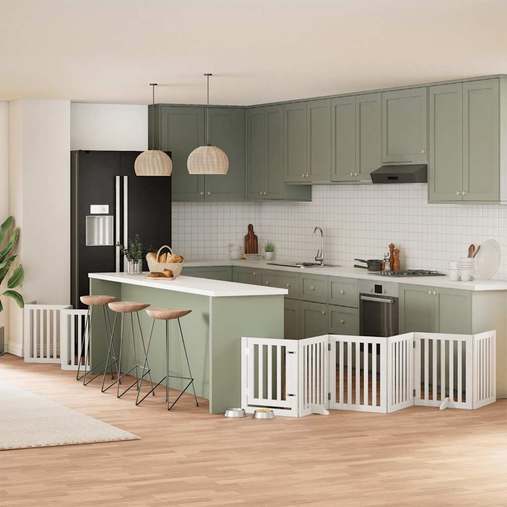 vidaXL 9-tlg. Hundetor mit Tür Faltbar 450 cm Pappelholz