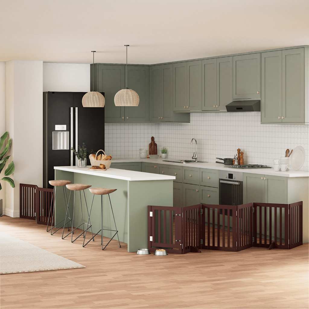 vidaXL 9-tlg. Hundetor mit Tür Faltbar 450 cm Pappelholz