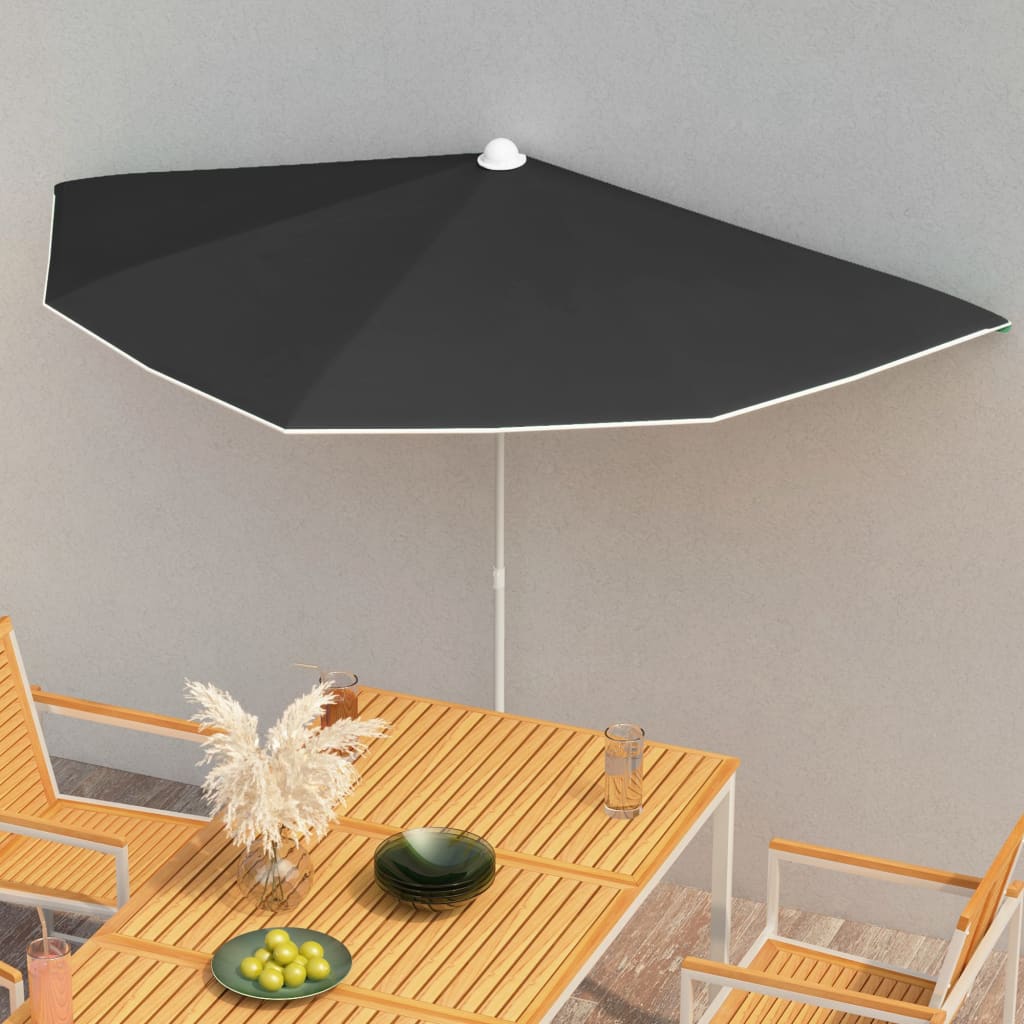 vidaXL Halb-Sonnenschirm mit Mast 180x90 cm Sandfarbe