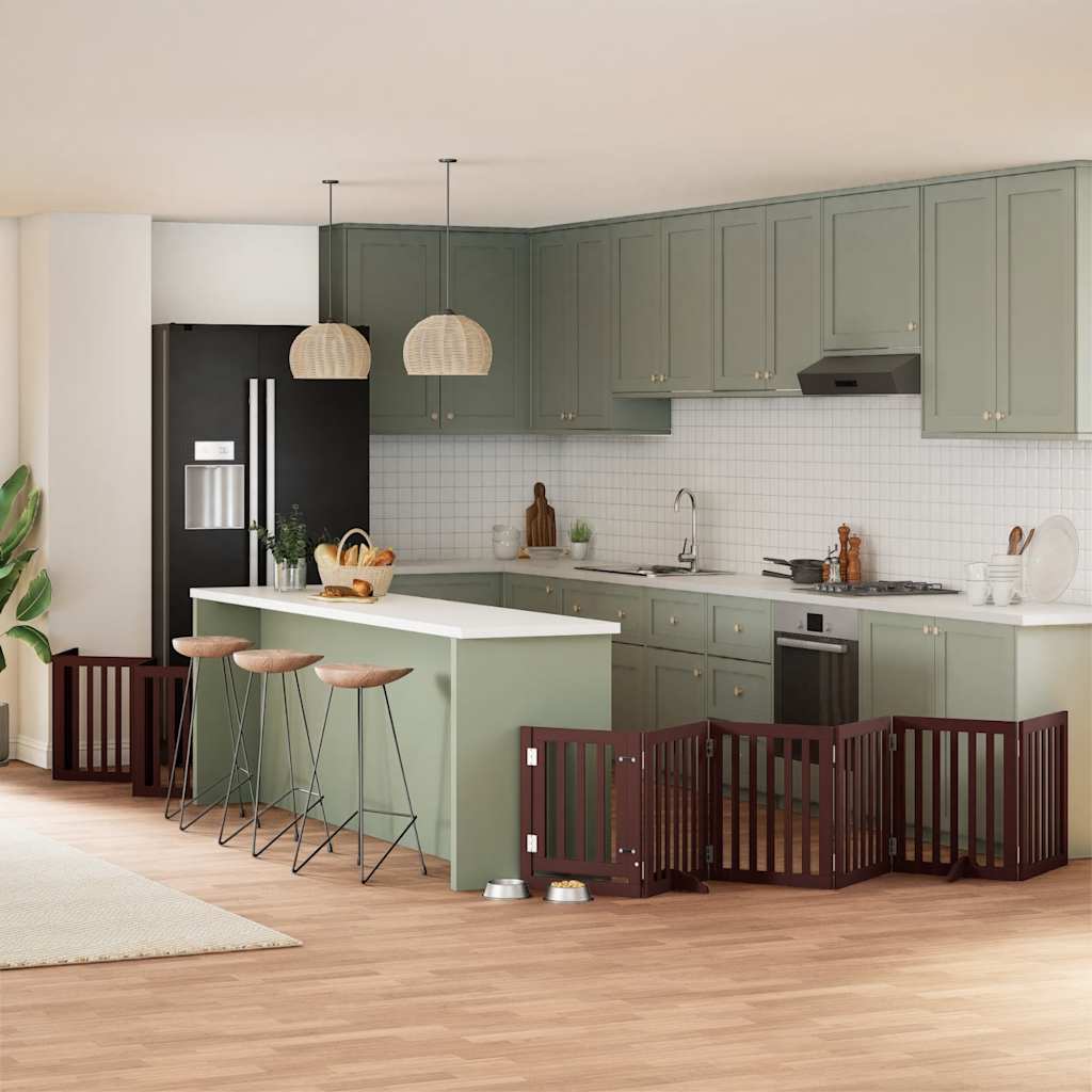 vidaXL 9-tlg. Hundetor mit Tür Faltbar 450 cm Pappelholz