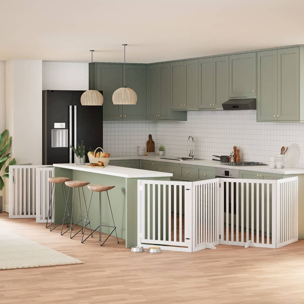 vidaXL 9-tlg. Hundetor mit Tür Faltbar 450 cm Pappelholz