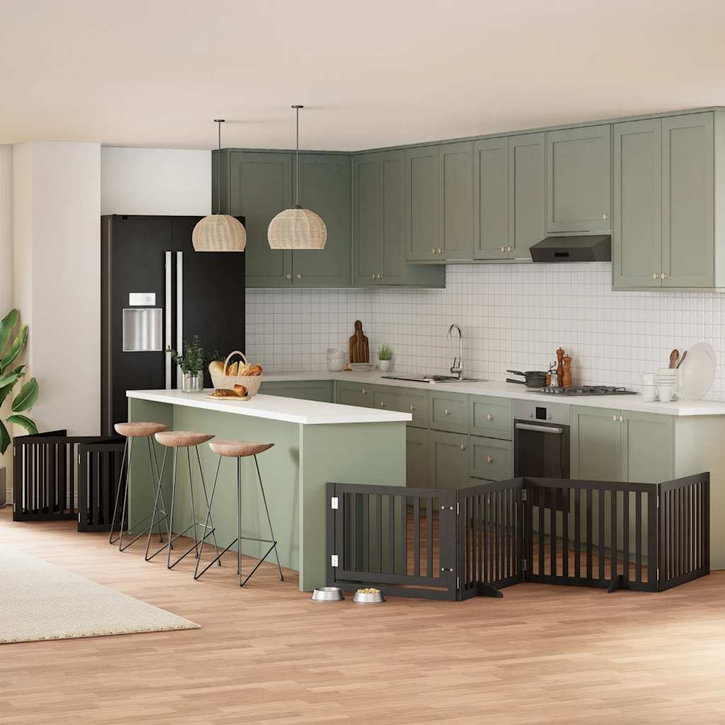 vidaXL 9-tlg. Hundetor mit Tür Faltbar 450 cm Pappelholz