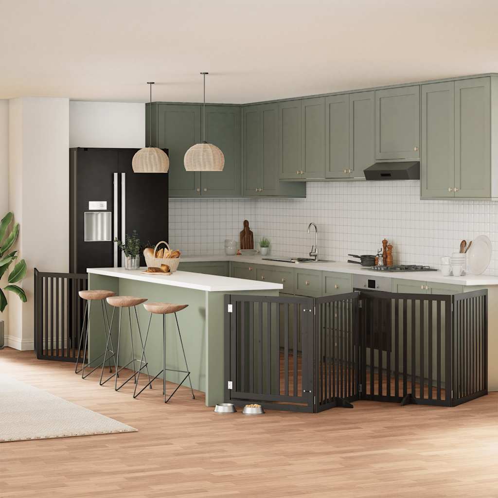 vidaXL 9-tlg. Hundetor mit Tür Faltbar 450 cm Pappelholz