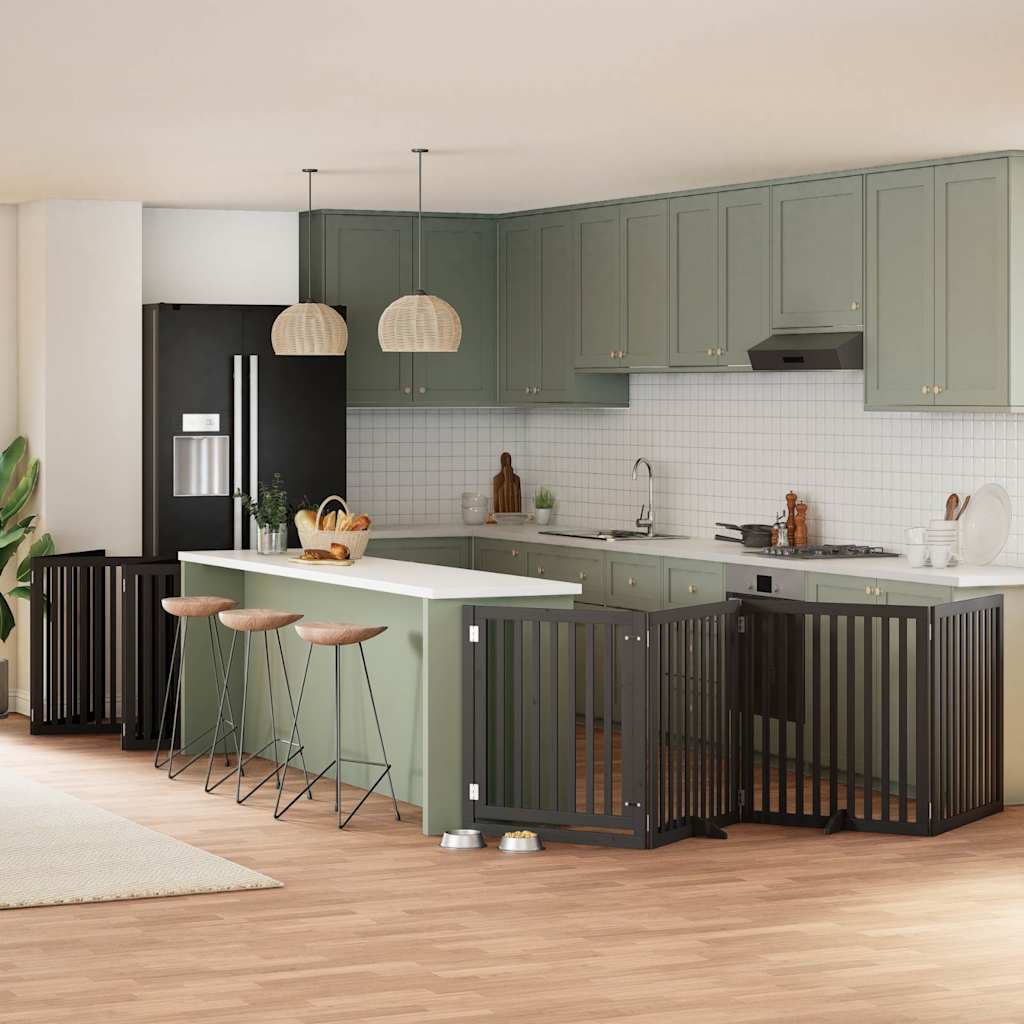 vidaXL 9-tlg. Hundetor mit Tür Faltbar 450 cm Pappelholz