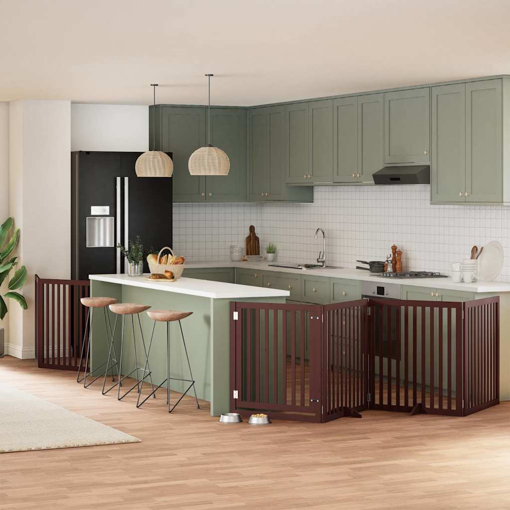 vidaXL 9-tlg. Hundetor mit Tür Faltbar 450 cm Pappelholz