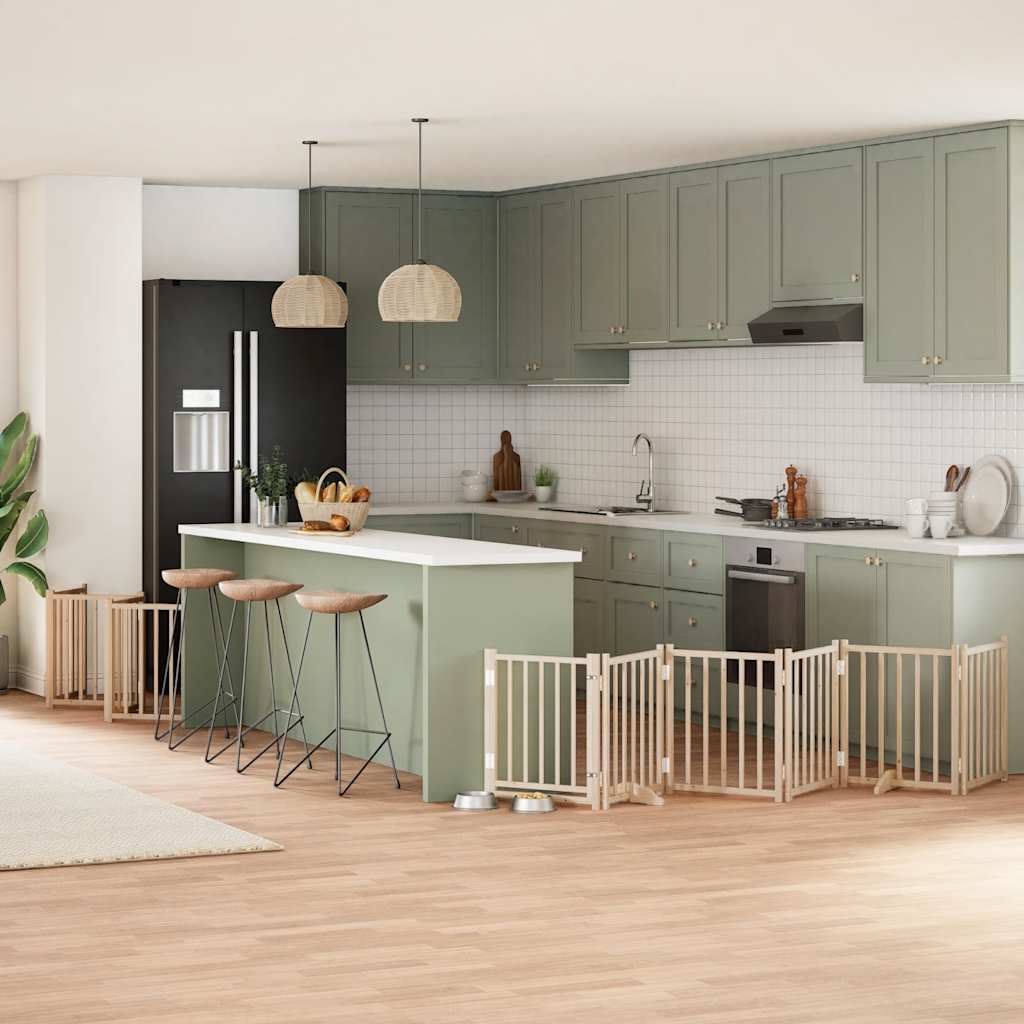 vidaXL 9-tlg. Hundetor mit Tür Faltbar 450 cm Pappelholz