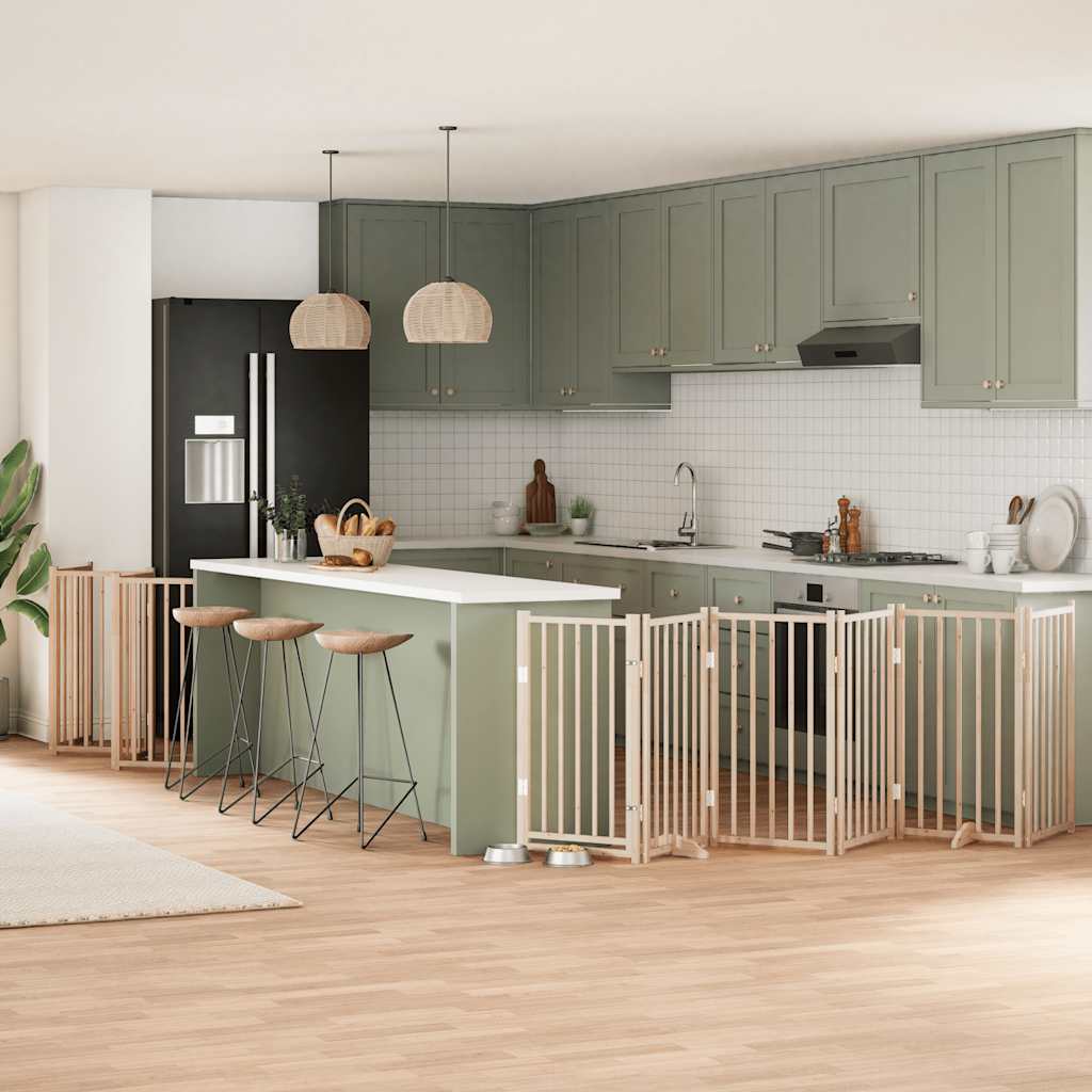 vidaXL 9-tlg. Hundetor mit Tür Faltbar 450 cm Pappelholz