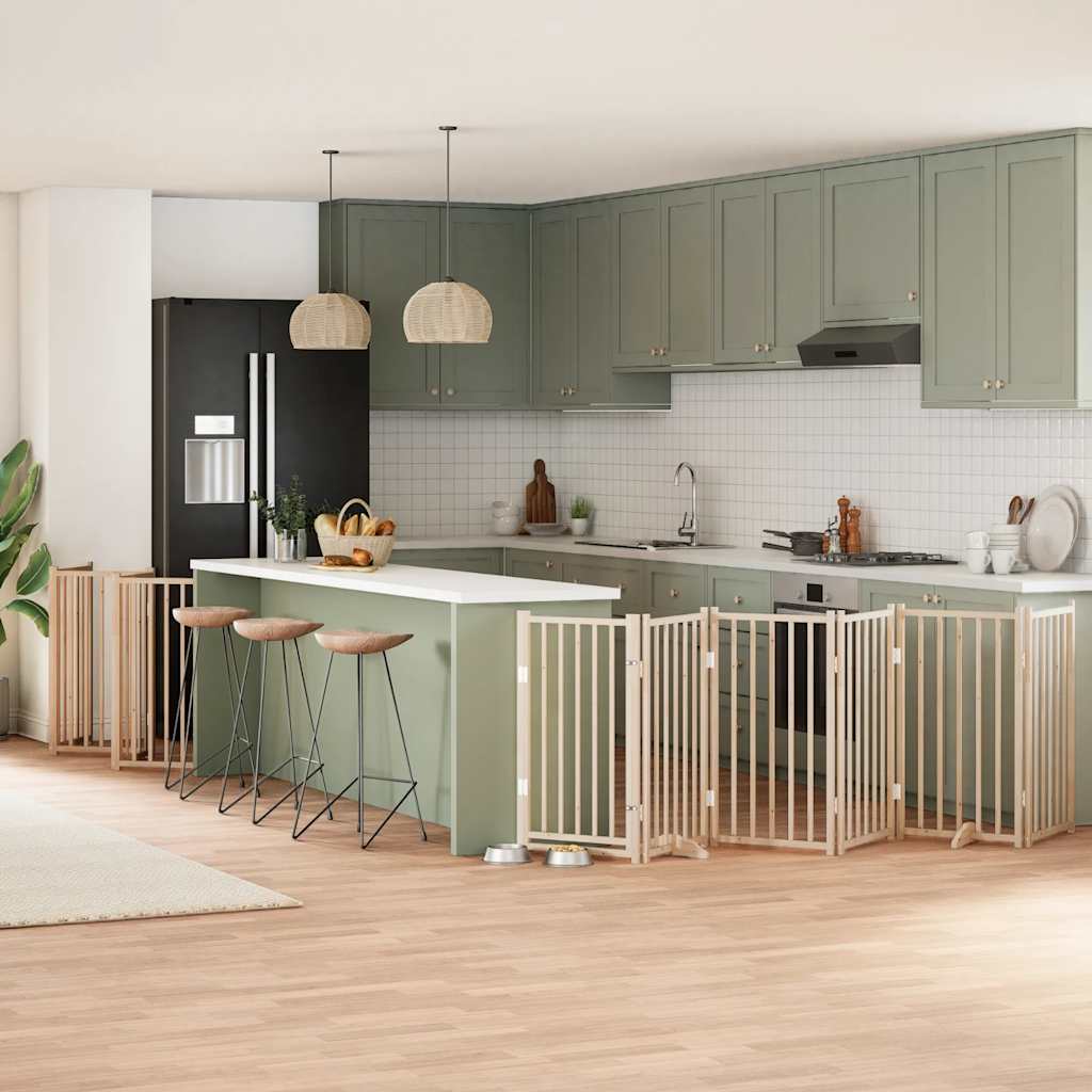 vidaXL 9-tlg. Hundetor mit Tür Faltbar 450 cm Pappelholz