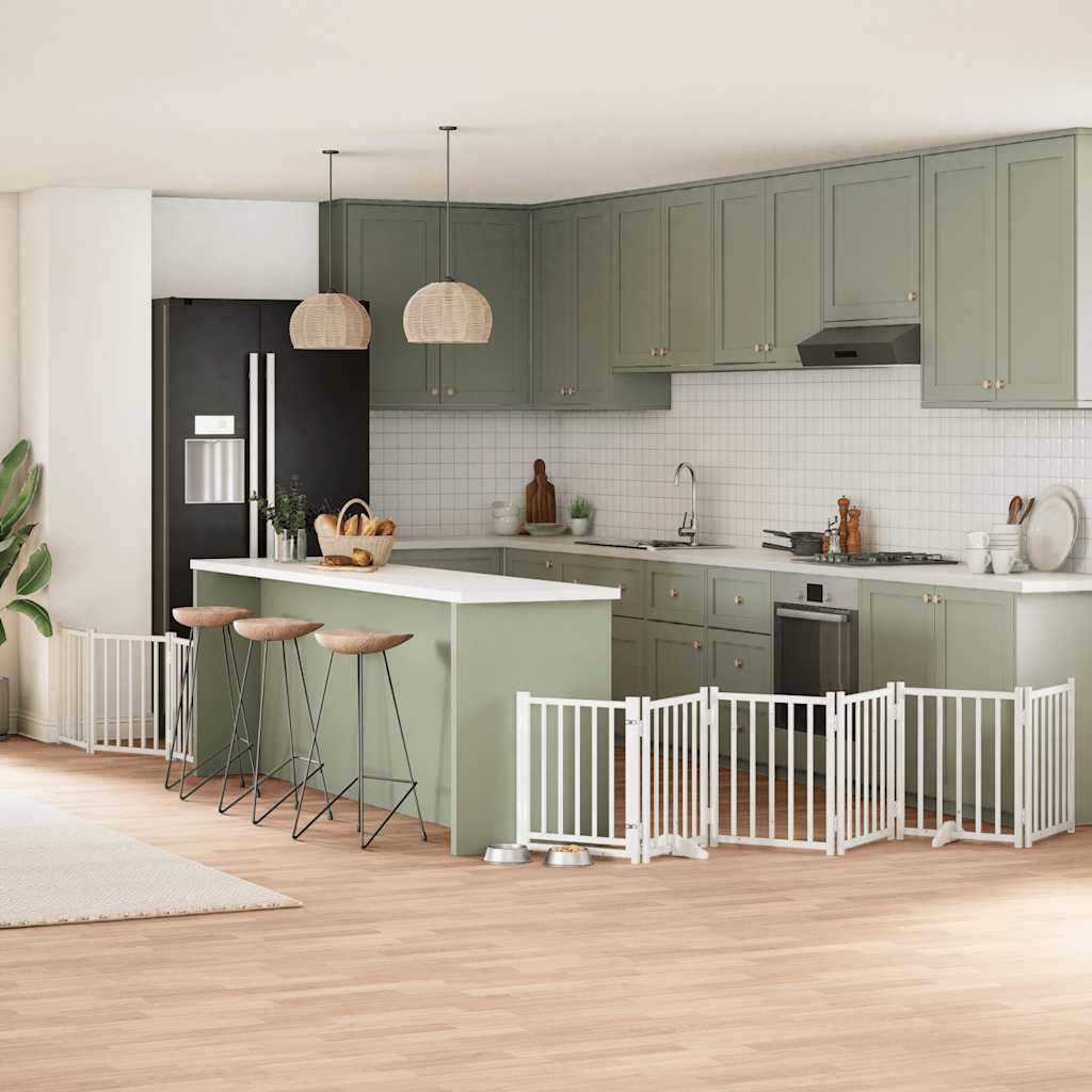 vidaXL 9-tlg. Hundetor mit Tür Faltbar 450 cm Pappelholz