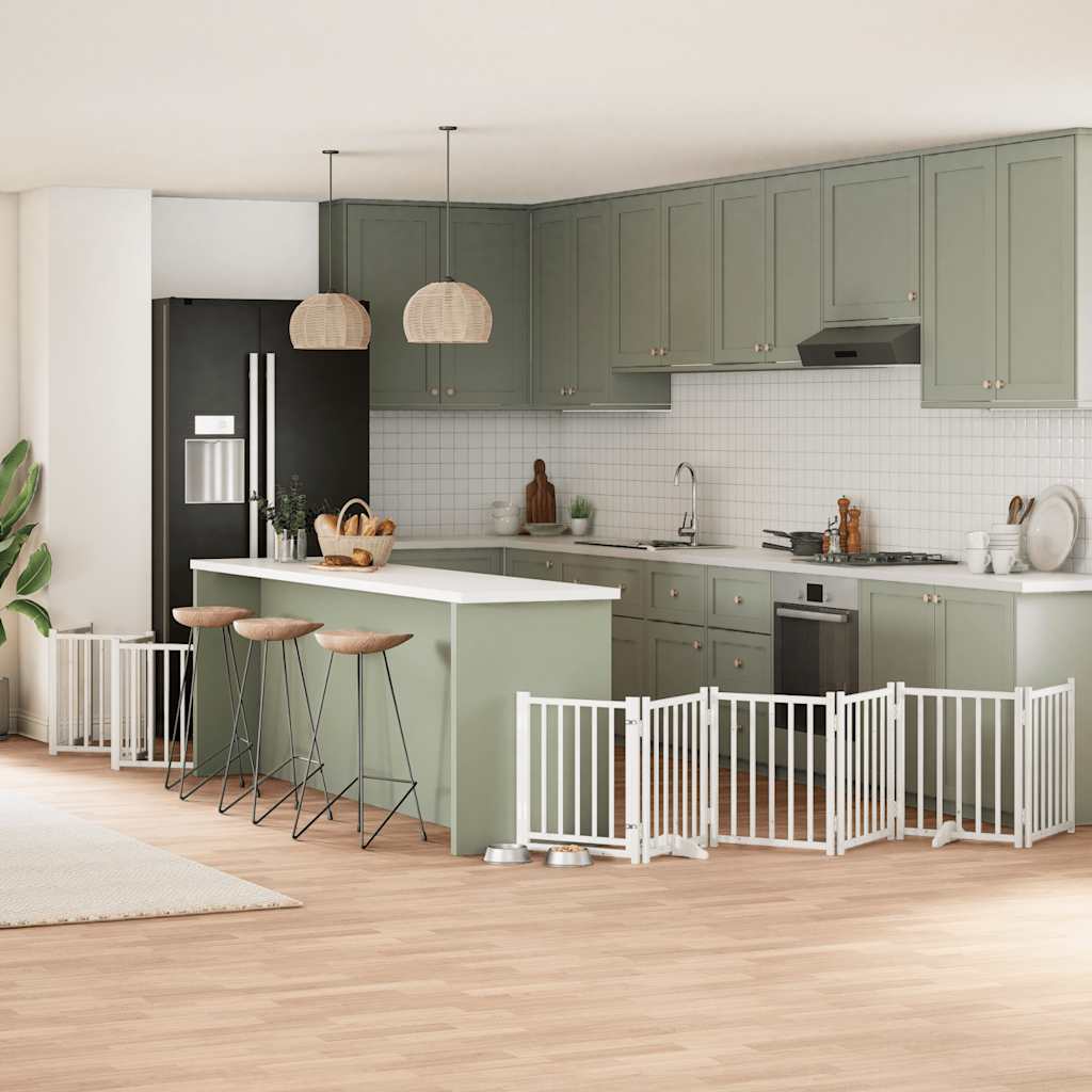 vidaXL 9-tlg. Hundetor mit Tür Faltbar 450 cm Pappelholz