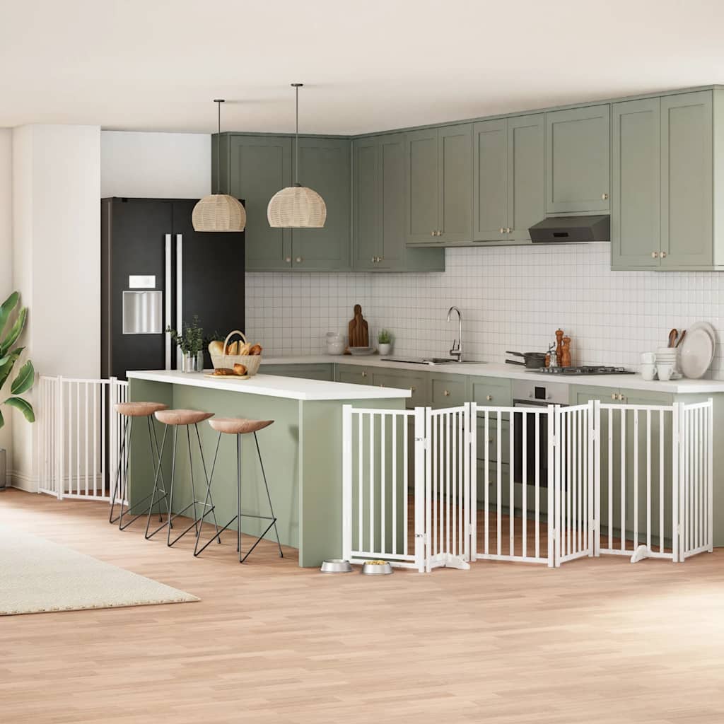 vidaXL 9-tlg. Hundetor mit Tür Faltbar 450 cm Pappelholz