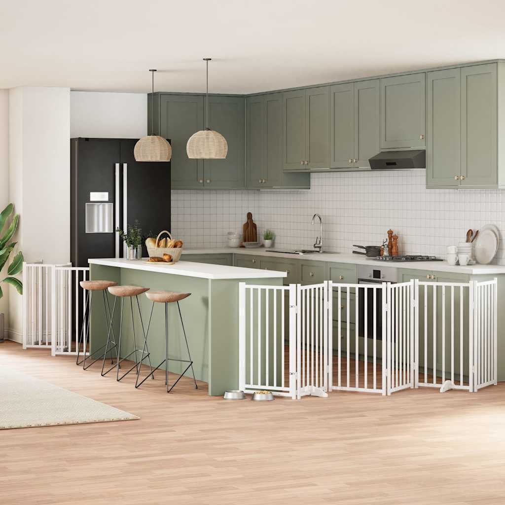 vidaXL 9-tlg. Hundetor mit Tür Faltbar 450 cm Pappelholz