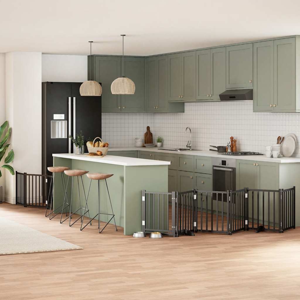 vidaXL 9-tlg. Hundetor mit Tür Faltbar 450 cm Pappelholz