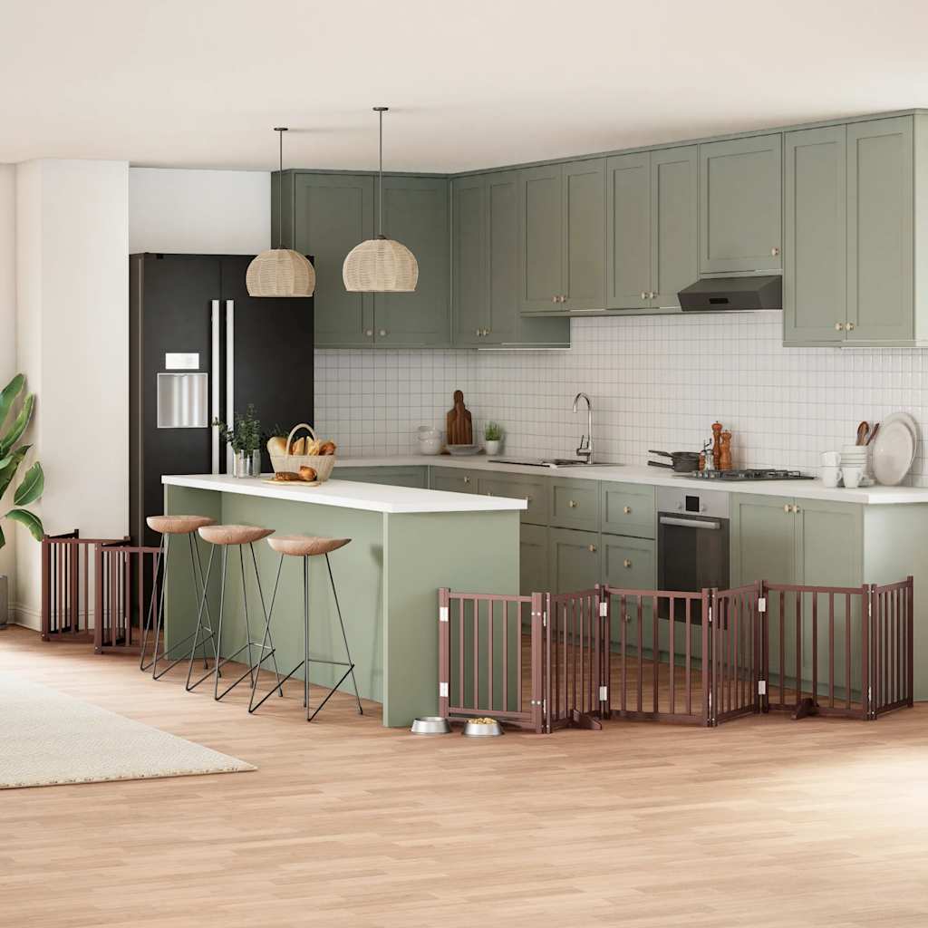 vidaXL 9-tlg. Hundetor mit Tür Faltbar 450 cm Pappelholz