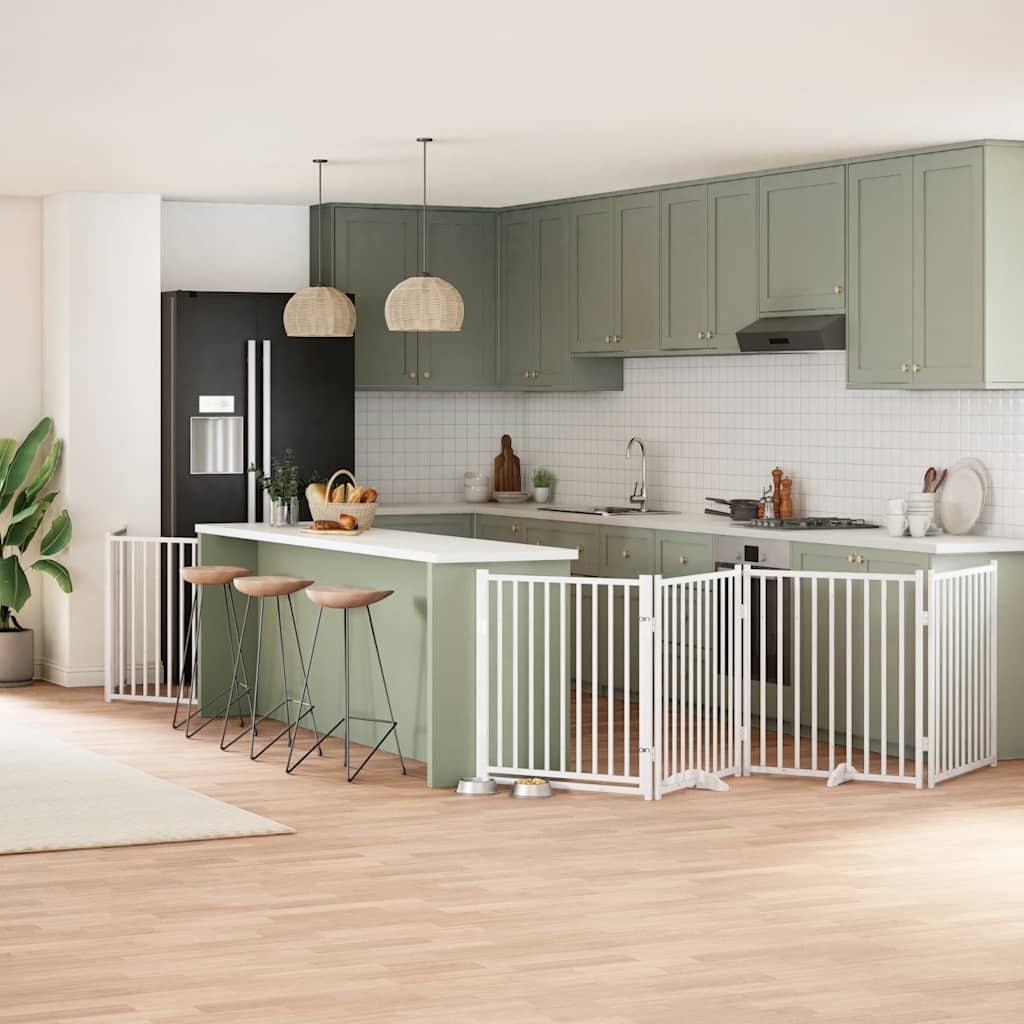 vidaXL 9-tlg. Hundetor mit Tür Faltbar 450 cm Pappelholz