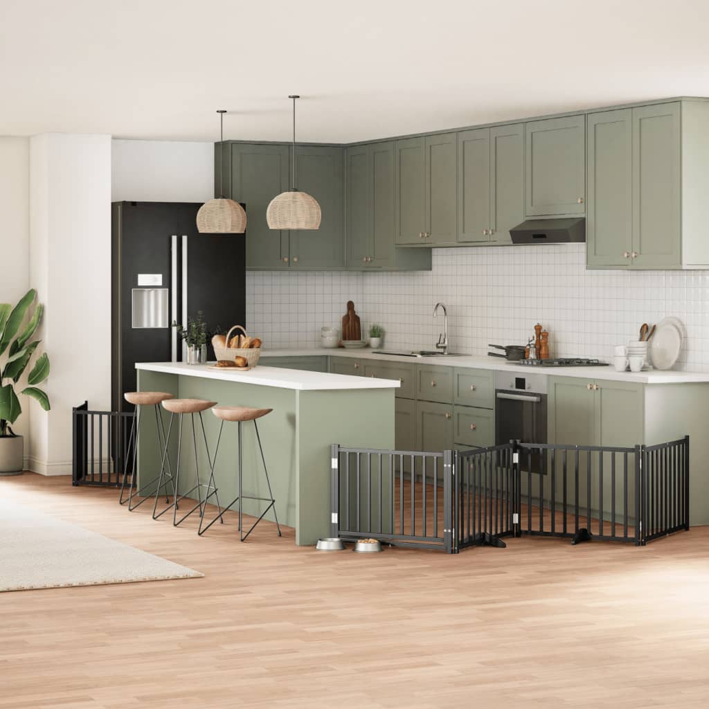 vidaXL 9-tlg. Hundetor mit Tür Faltbar 450 cm Pappelholz