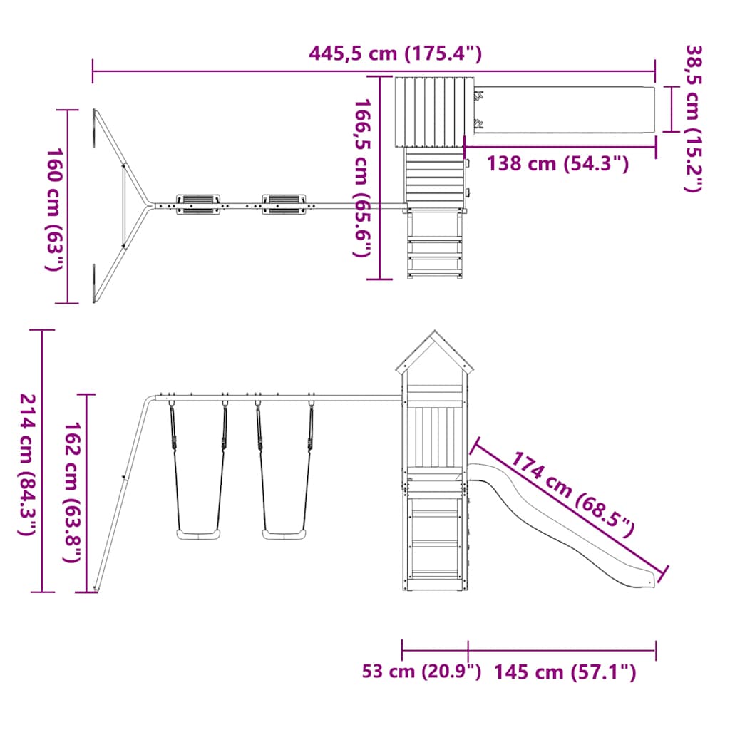 vidaXL Spielturm Massivholz Kiefer