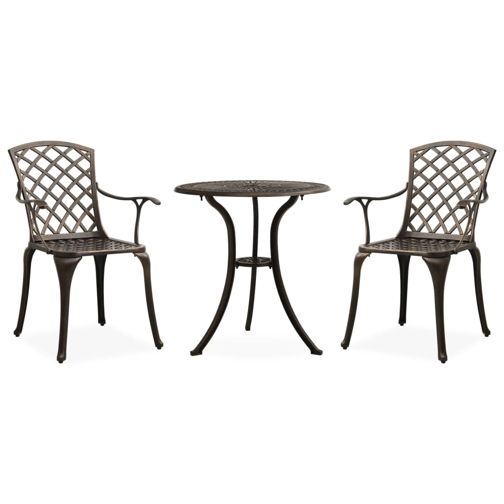 vidaXL 3-tlg. Bistro-Set Aluminiumguss Bronzen