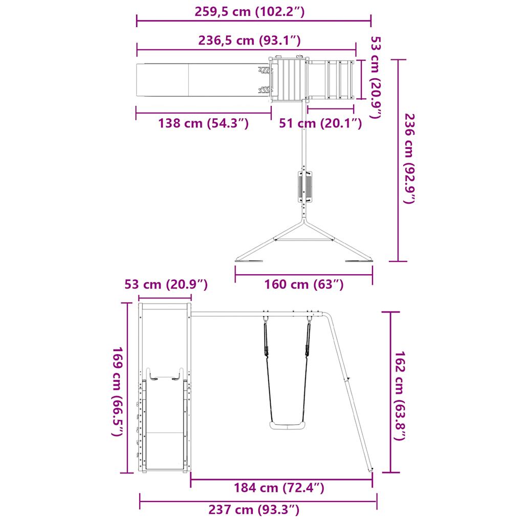 vidaXL Spielturm Massivholz Kiefer