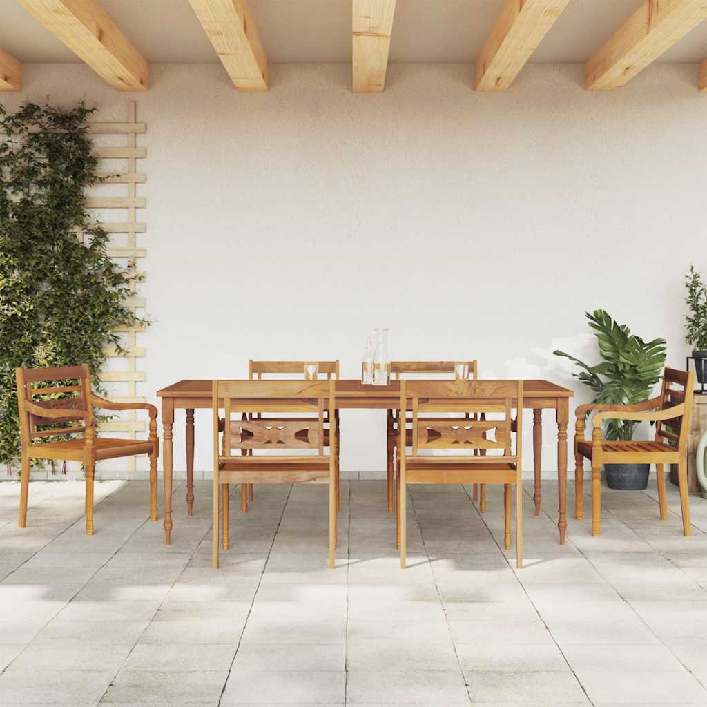 vidaXL 7-tlg. Garten-Essgruppe Massivholz Teak