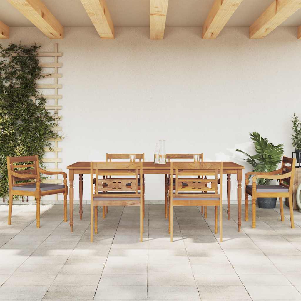 vidaXL 7-tlg. Garten-Essgruppe Massivholz Teak