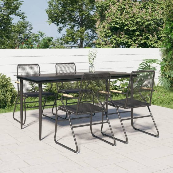 vidaXL 3-tlg. Garten-Essgruppe Schwarz PVC Rattan