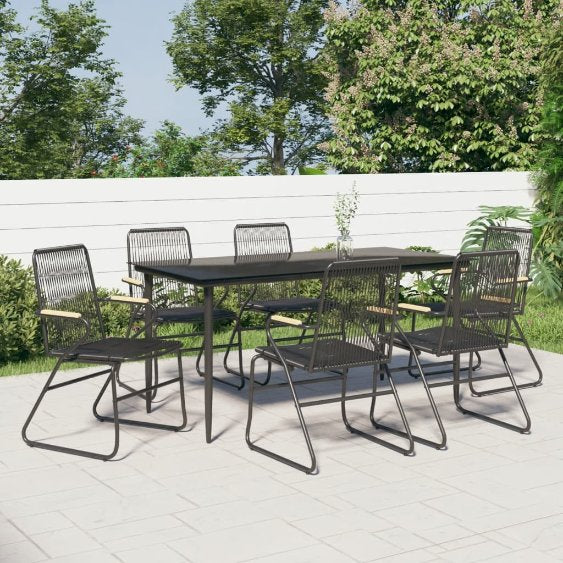 vidaXL 3-tlg. Garten-Essgruppe Schwarz PVC Rattan