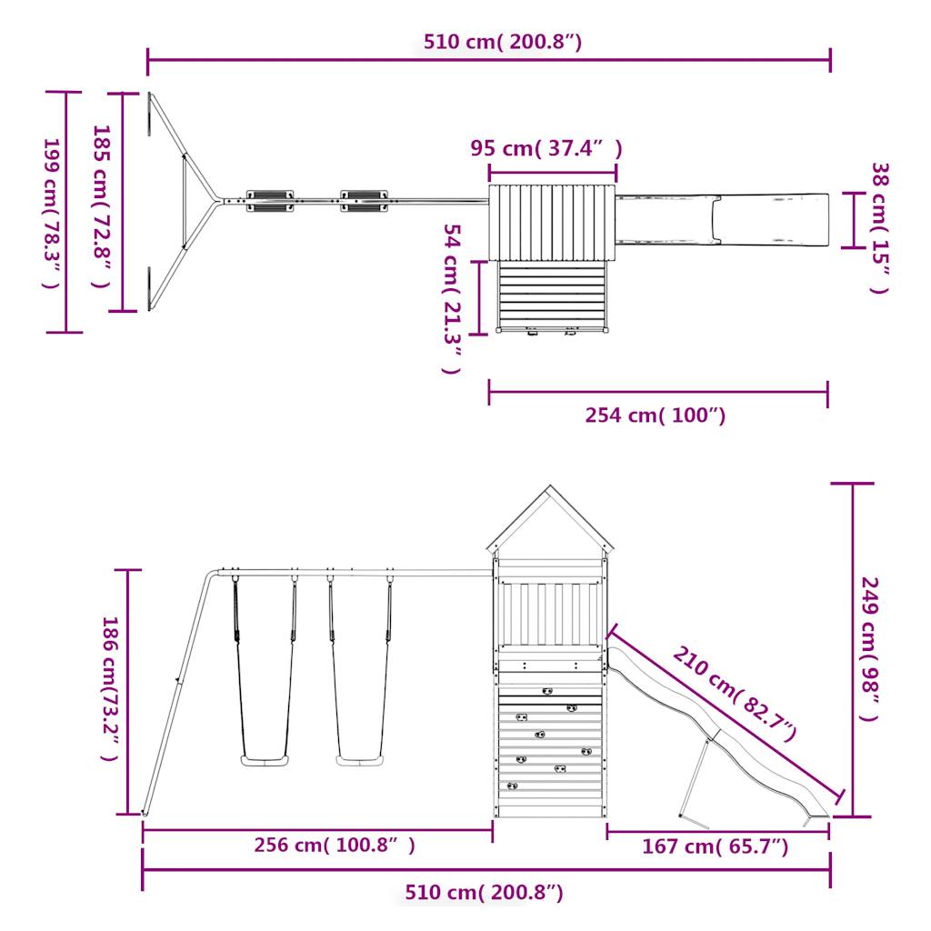 vidaXL Spielturm Massivholz Kiefer