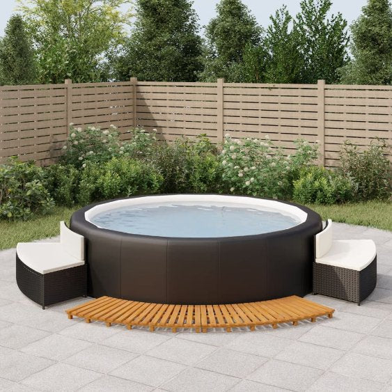 vidaXL Whirlpool-Umrandung Schwarz Poly-Rattan und Massivholz Akazie