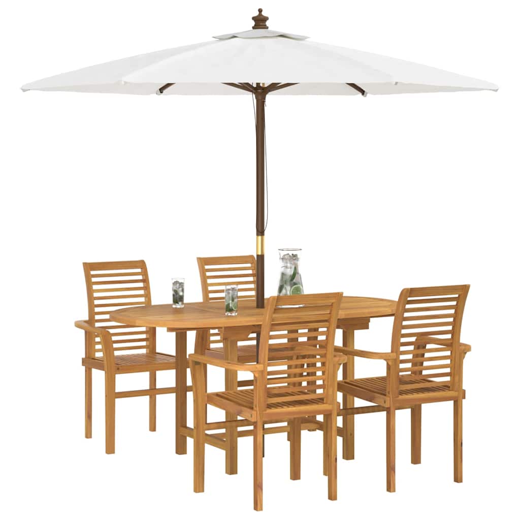 vidaXL Garten Essgruppe 5 pcs Braun Massivholz Teak
