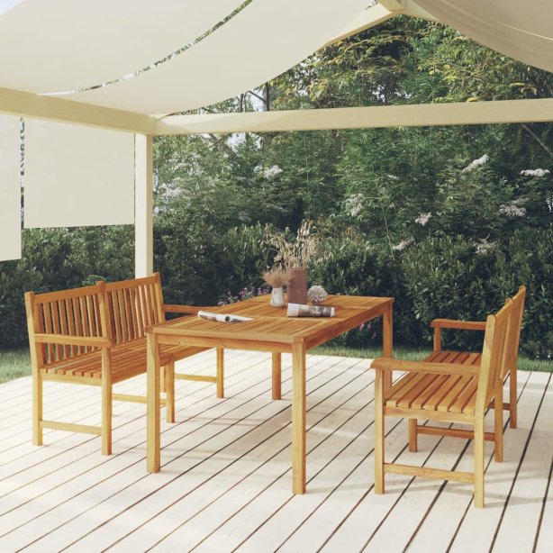 vidaXL 7-teiliges Garten-Ess-Set 180 x 90 cm Massivholz Teak