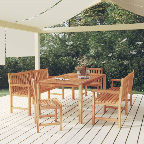 vidaXL 7-tlg. Garten-Essgruppe Massivholz Teak