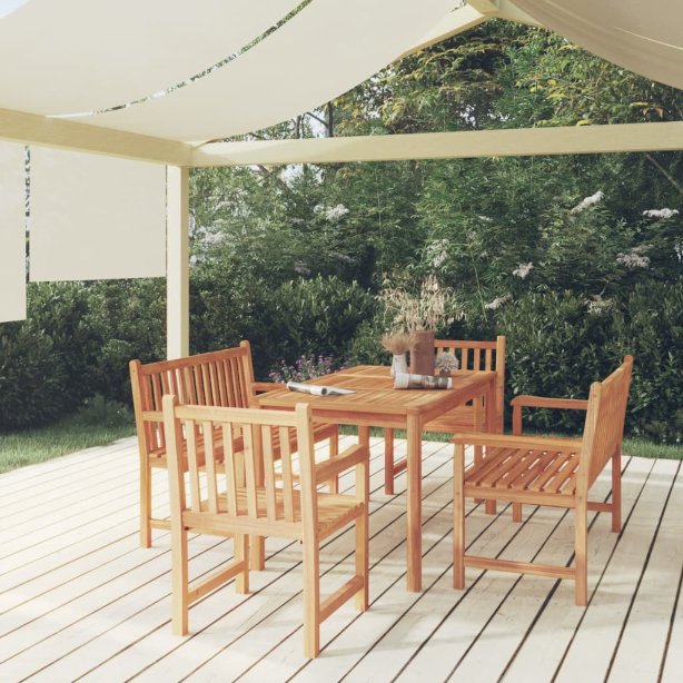 vidaXL 5-teiliges Garten-Ess-Set 140 x 80 cm Massivholz Teak