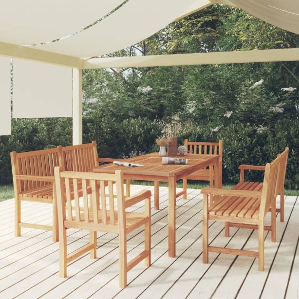 vidaXL 5-teiliges Garten-Ess-Set 180 x 90 cm Massivholz Teak