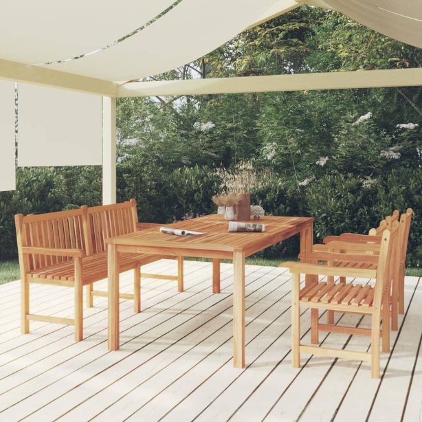 vidaXL 7-tlg. Garten-Essgruppe Massivholz Teak