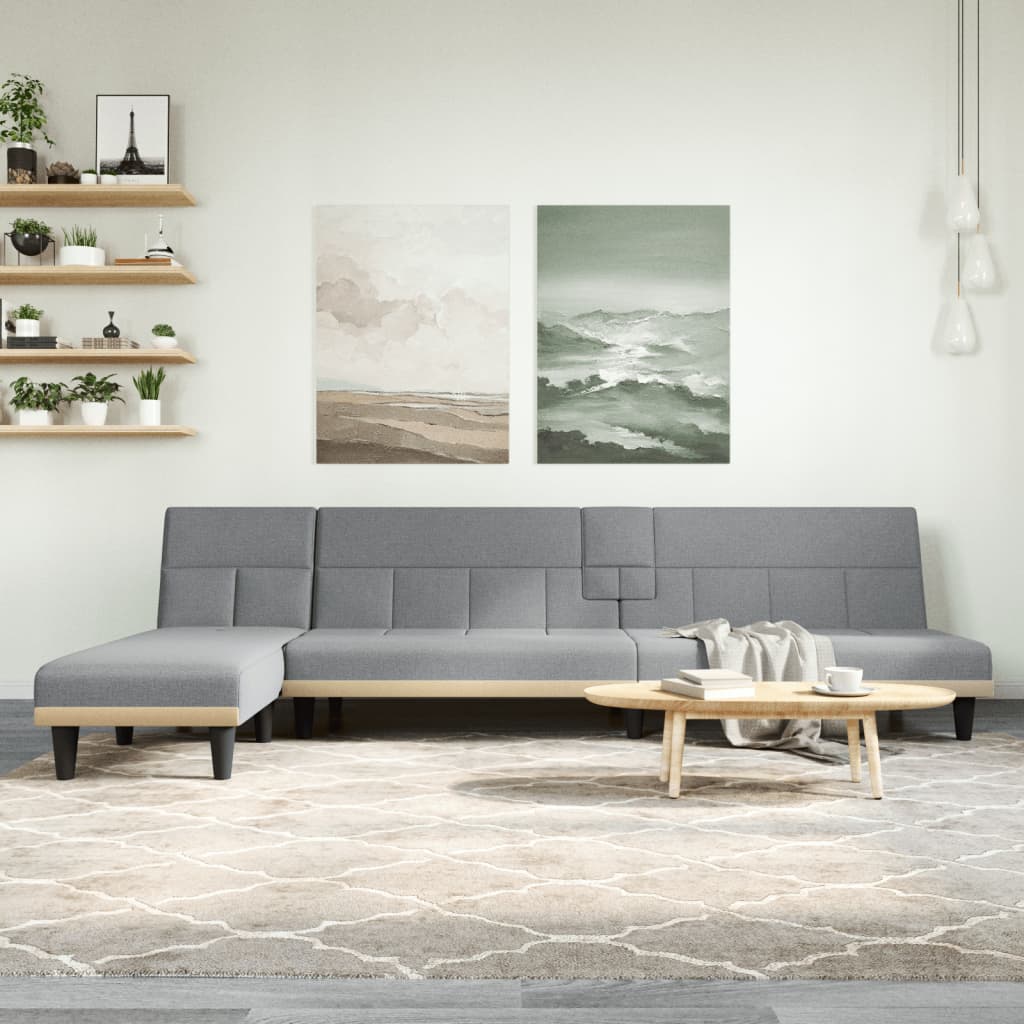 vidaXL Schlafsofa in L-Form Hellgrau 255x140x70 cm Stoff
