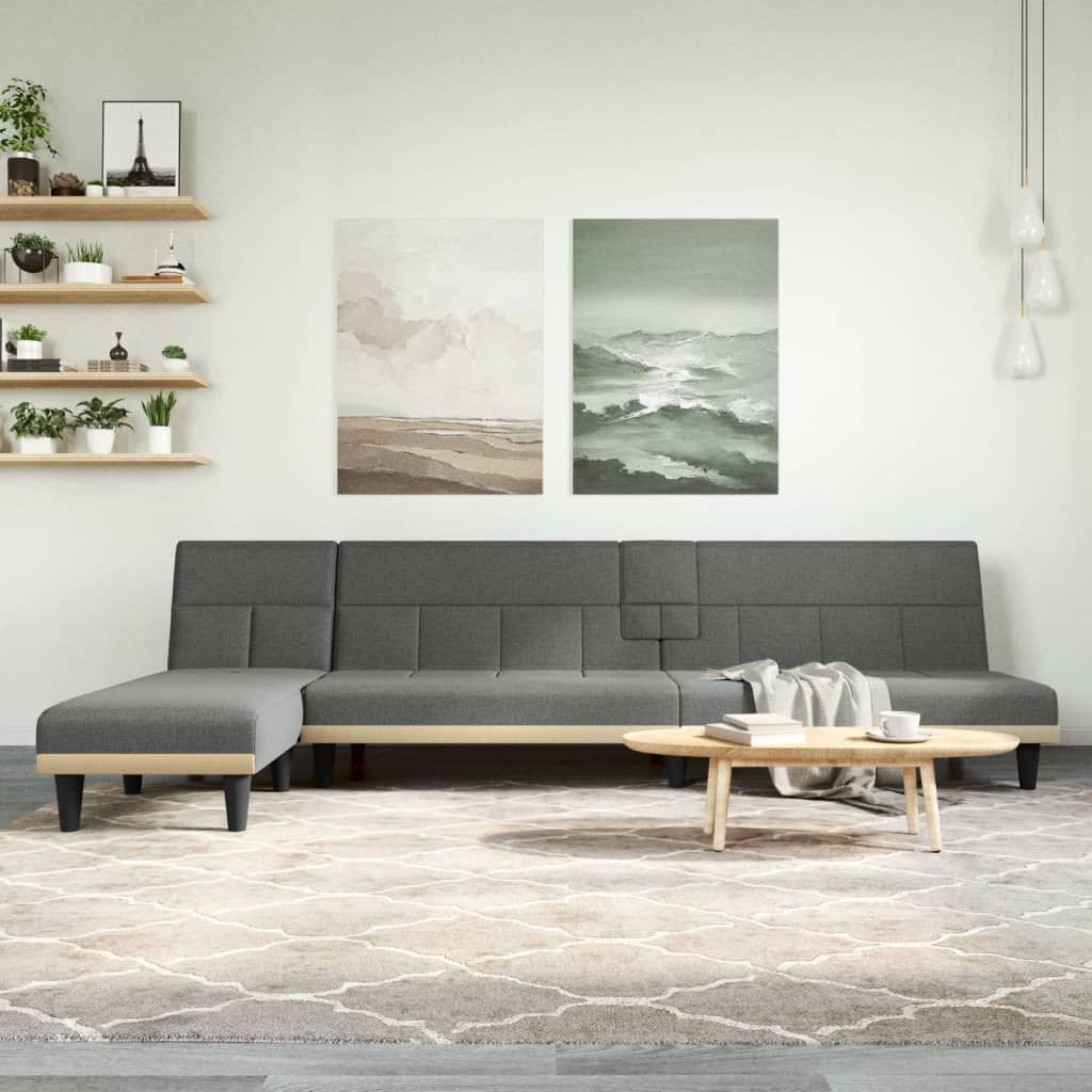 vidaXL Schlafsofa in L-Form Hellgrau 255x140x70 cm Stoff