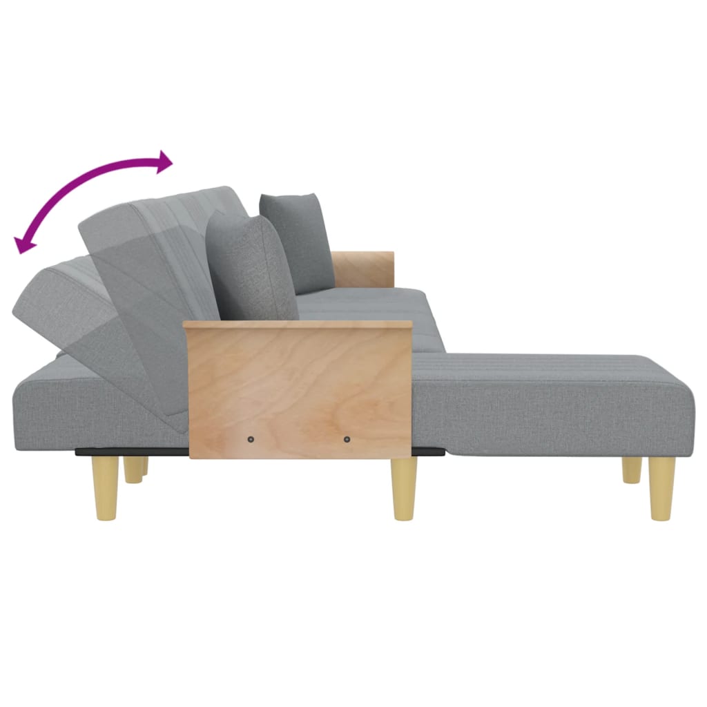 vidaXL Schlafsofa in L-Form Hellgrau 279x140x70 cm Stoff