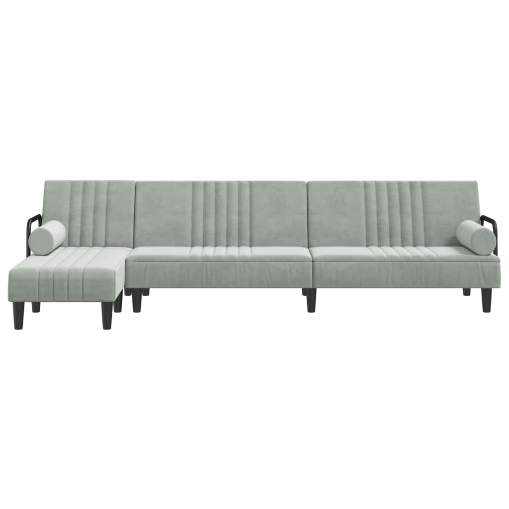 vidaXL Schlafsofa in L-Form Hellgrau 260x140x70 cm Samt