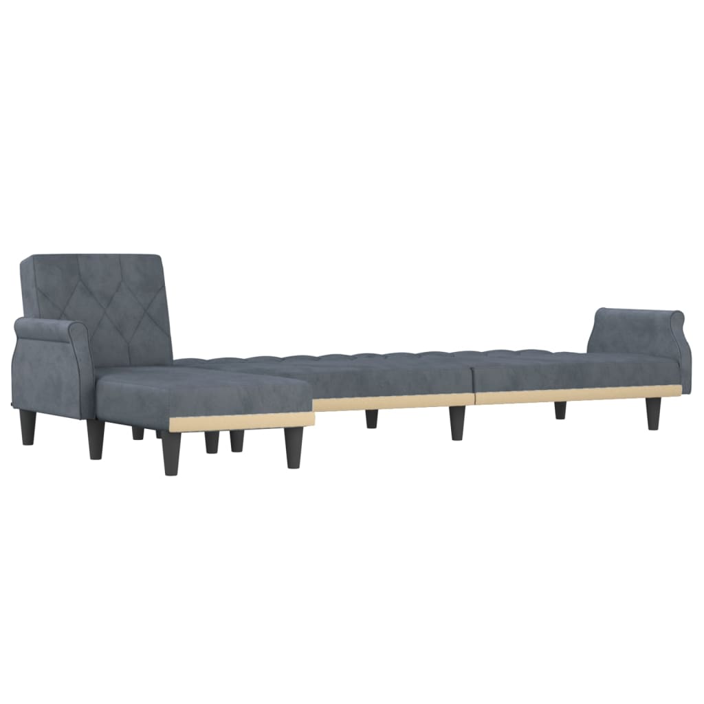 vidaXL Schlafsofa in L-Form Dunkelgrau 271x140x70 cm Samt