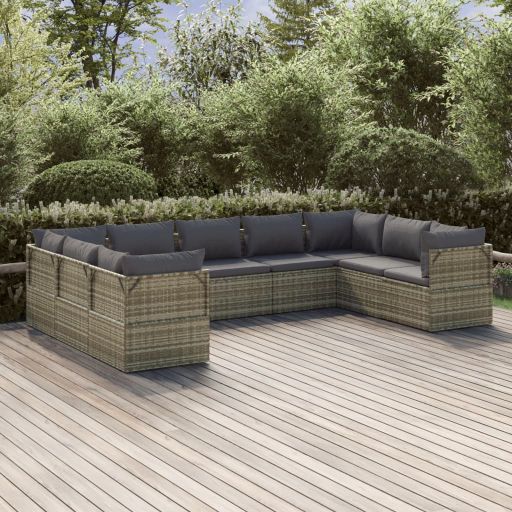 vidaXL 6-tlg. Garten-Lounge-Set mit Kissen Grau Poly Rattan