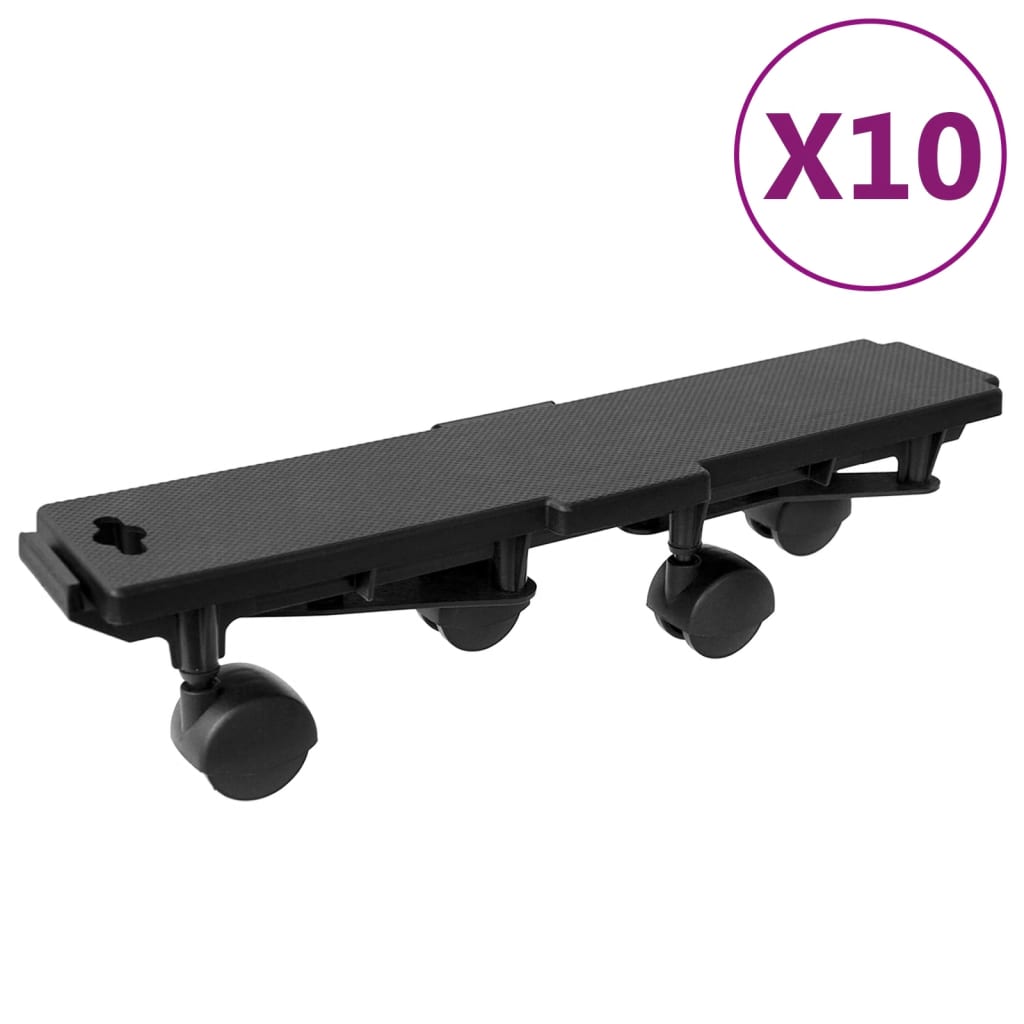 vidaXL Transportroller mit 4 Rollen 2 Stk. Schwarz Polypropylen 170 kg