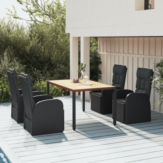 vidaXL 3-tlg. Garten-Essgruppe Schwarz Poly Rattan & Massivholz Akazie