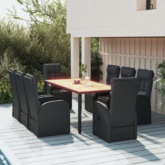 vidaXL 3-tlg. Garten-Essgruppe Schwarz Poly Rattan & Massivholz Akazie