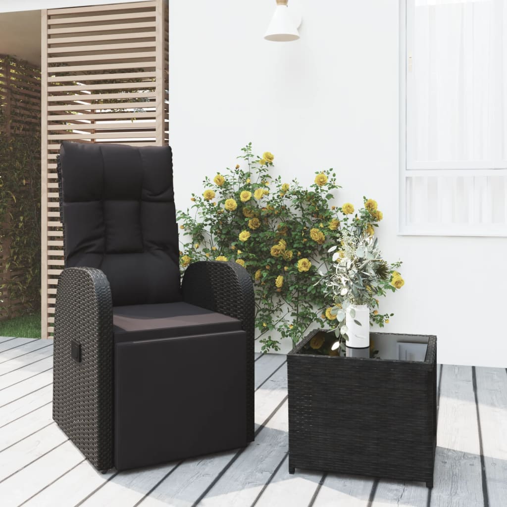 vidaXL 3-tlg. Garten-Lounge-Set Schwarz Poly Rattan Massivholz Akazie