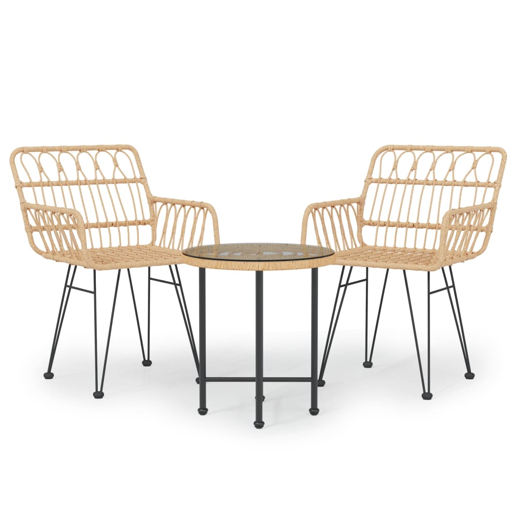 vidaXL 3-tlg. Garten-Essgruppe Poly Rattan