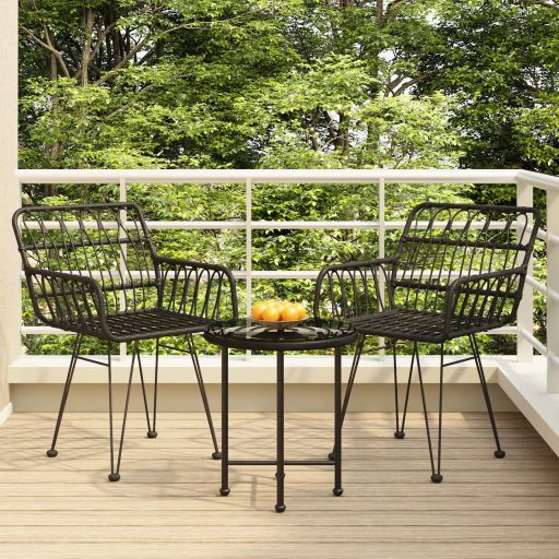 vidaXL 3-tlg. Garten-Essgruppe Poly Rattan