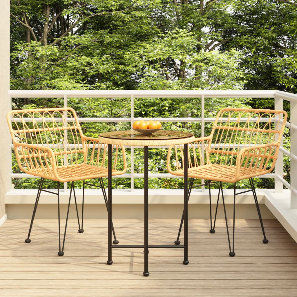 vidaXL 3-tlg. Garten-Essgruppe Poly Rattan