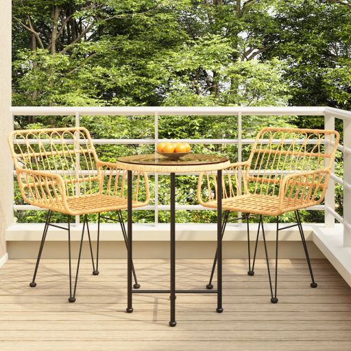 vidaXL 3-tlg. Garten-Essgruppe Poly Rattan